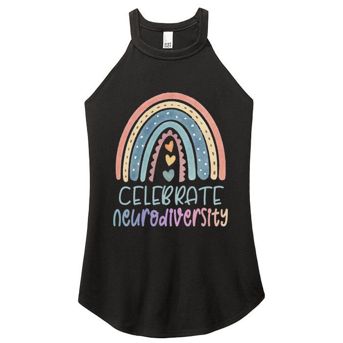 CELEBRATE NEURODIVERSITY Mental Health Autism Awareness Women's Perfect Tri Rocker Tank