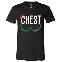 Chest Nuts Matching Chestnuts Funny Christmas Couples Chest Gift V-Neck T-Shirt