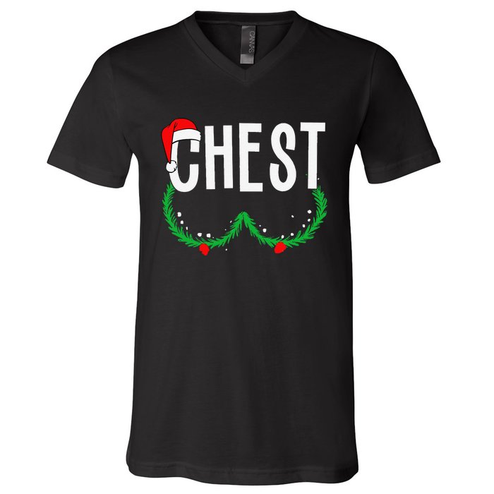 Chest Nuts Matching Chestnuts Funny Christmas Couples Chest Gift V-Neck T-Shirt