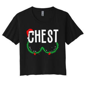 Chest Nuts Matching Chestnuts Funny Christmas Couples Chest Gift Women's Crop Top Tee