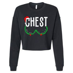 Chest Nuts Matching Chestnuts Funny Christmas Couples Chest Gift Cropped Pullover Crew