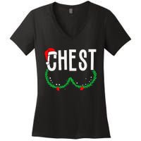 Chest Nuts Matching Chestnuts Funny Christmas Couples Chest Gift Women's V-Neck T-Shirt