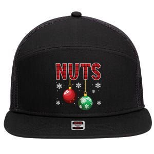 Chest Nuts Matching Chestnuts Funny Christmas Couples Nuts 7 Panel Mesh Trucker Snapback Hat