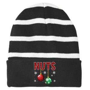 Chest Nuts Matching Chestnuts Funny Christmas Couples Nuts Striped Beanie with Solid Band