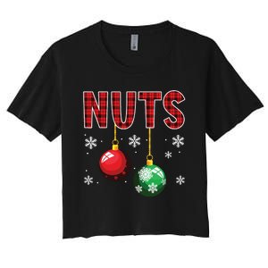 Chest Nuts Matching Chestnuts Funny Christmas Couples Nuts Women's Crop Top Tee