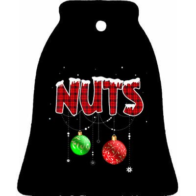 Chest Nuts Matching Chestnuts Christmas Couples Nuts Ceramic Bell Ornament