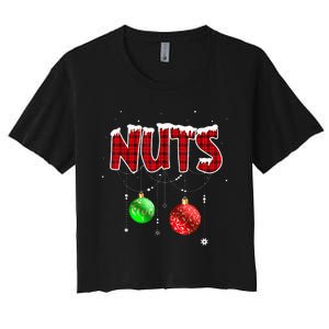 Chest Nuts Matching Chestnuts Christmas Couples Nuts Women's Crop Top Tee