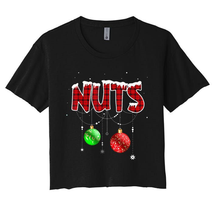 Chest Nuts Matching Chestnuts Christmas Couples Nuts Women's Crop Top Tee