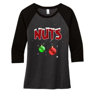 Chest Nuts Matching Chestnuts Christmas Couples Nuts Women's Tri-Blend 3/4-Sleeve Raglan Shirt