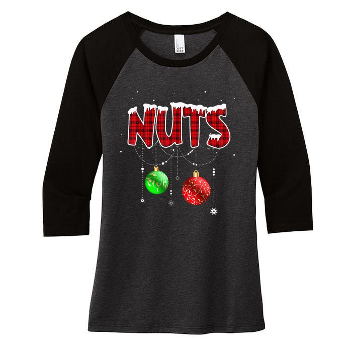 Chest Nuts Matching Chestnuts Christmas Couples Nuts Women's Tri-Blend 3/4-Sleeve Raglan Shirt