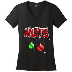 Chest Nuts Matching Chestnuts Christmas Couples Nuts Women's V-Neck T-Shirt