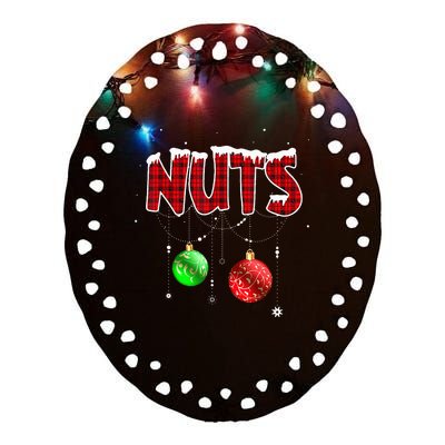 Chest Nuts Matching Chestnuts Christmas Couples Nuts Ceramic Oval Ornament