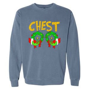 Chest Nuts Matching Chestnuts Funny Christmas Couples Chest Garment-Dyed Sweatshirt