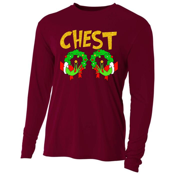 Chest Nuts Matching Chestnuts Funny Christmas Couples Chest Cooling Performance Long Sleeve Crew