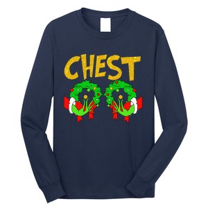 Chest Nuts Matching Chestnuts Funny Christmas Couples Chest Long Sleeve Shirt