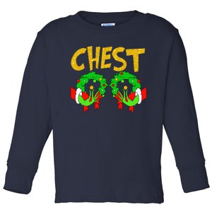 Chest Nuts Matching Chestnuts Funny Christmas Couples Chest Toddler Long Sleeve Shirt