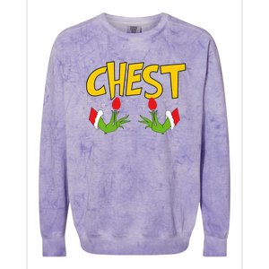 Chest Nuts Matching Chestnuts Funny Christmas Couples Chest Colorblast Crewneck Sweatshirt