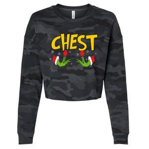 Chest Nuts Matching Chestnuts Funny Christmas Couples Chest Cropped Pullover Crew