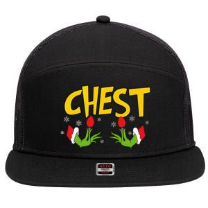 Chest Nuts Matching Chestnuts Funny Christmas Couples Chest 7 Panel Mesh Trucker Snapback Hat