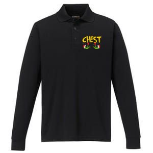 Chest Nuts Matching Chestnuts Funny Christmas Couples Chest Performance Long Sleeve Polo