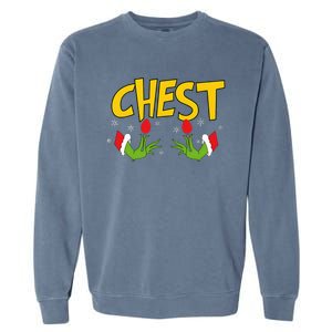 Chest Nuts Matching Chestnuts Funny Christmas Couples Chest Garment-Dyed Sweatshirt