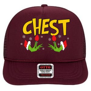 Chest Nuts Matching Chestnuts Funny Christmas Couples Chest High Crown Mesh Back Trucker Hat