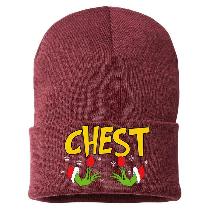 Chest Nuts Matching Chestnuts Funny Christmas Couples Chest Sustainable Knit Beanie