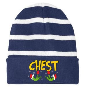 Chest Nuts Matching Chestnuts Funny Christmas Couples Chest Striped Beanie with Solid Band