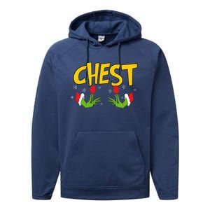 Chest Nuts Matching Chestnuts Funny Christmas Couples Chest Performance Fleece Hoodie