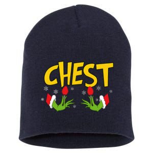 Chest Nuts Matching Chestnuts Funny Christmas Couples Chest Short Acrylic Beanie