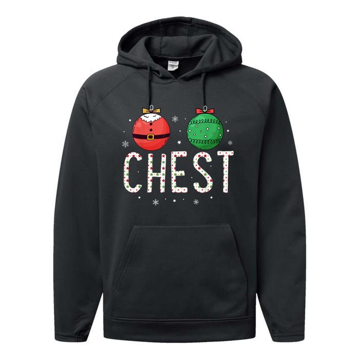 Chest Nuts Matching Funny Christmas Couples Chestnuts Chest Performance Fleece Hoodie