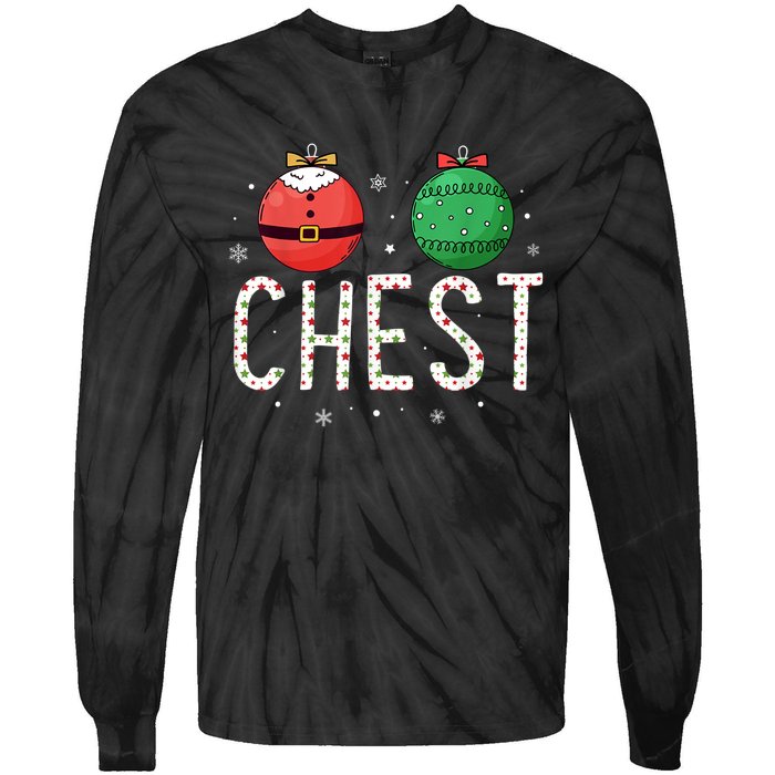 Chest Nuts Matching Funny Christmas Couples Chestnuts Chest Tie-Dye Long Sleeve Shirt