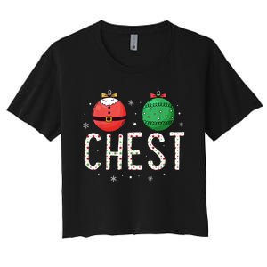 Chest Nuts Matching Funny Christmas Couples Chestnuts Chest Women's Crop Top Tee