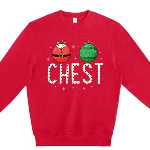 Chest Nuts Matching Funny Christmas Couples Chestnuts Chest Premium Crewneck Sweatshirt