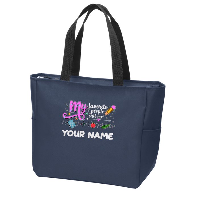 Custom Name My Favorite People Call Me Zip Tote Bag