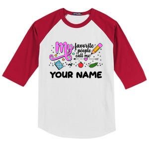 Custom Name My Favorite People Call Me Kids Colorblock Raglan Jersey