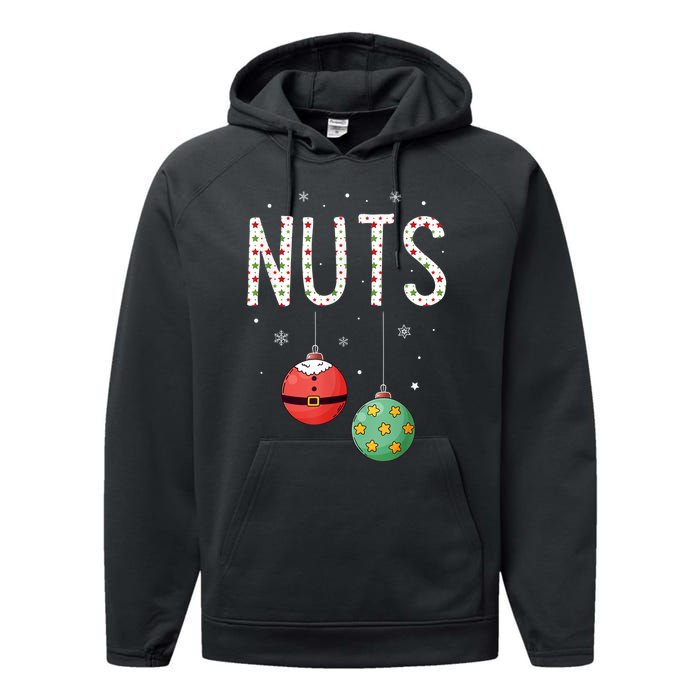 Chest Nuts Matching Funny Christmas Couples Chestnuts Nuts Performance Fleece Hoodie