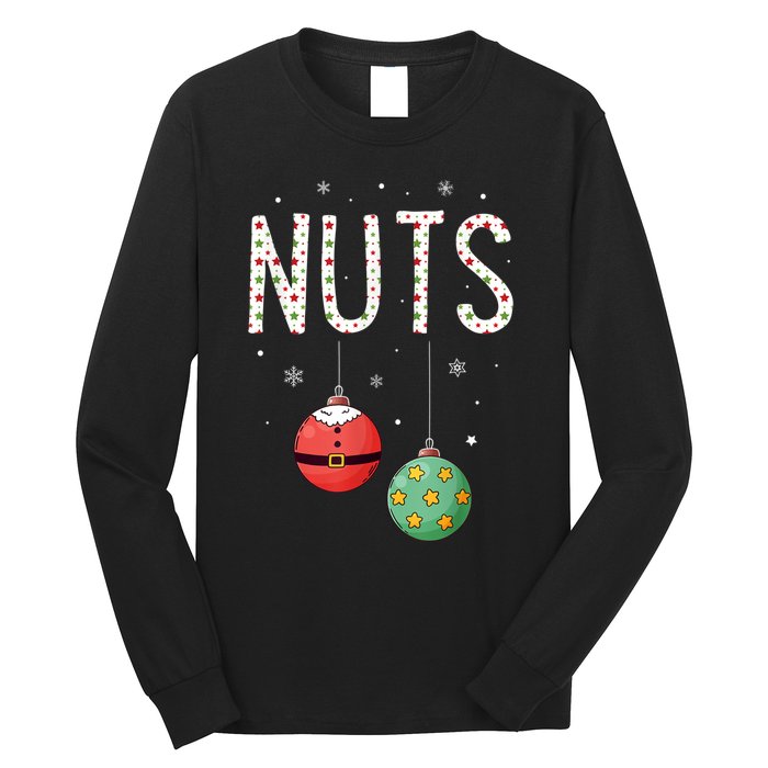 Chest Nuts Matching Funny Christmas Couples Chestnuts Nuts Long Sleeve Shirt