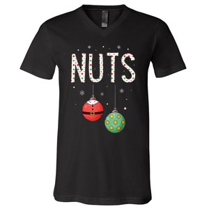 Chest Nuts Matching Funny Christmas Couples Chestnuts Nuts V-Neck T-Shirt