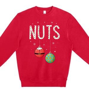 Chest Nuts Matching Funny Christmas Couples Chestnuts Nuts Premium Crewneck Sweatshirt