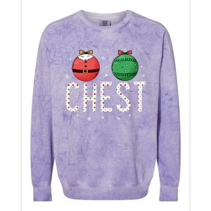 Chest Nuts Matching Funny Christmas Couples Chestnuts Chest Colorblast Crewneck Sweatshirt