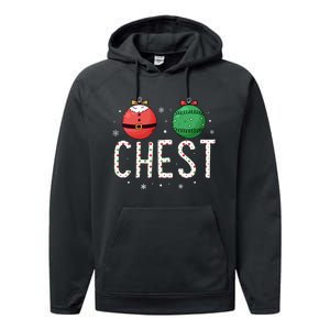 Chest Nuts Matching Funny Christmas Couples Chestnuts Chest Performance Fleece Hoodie