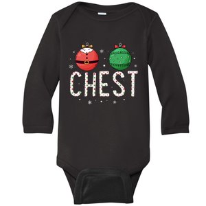 Chest Nuts Matching Funny Christmas Couples Chestnuts Chest Baby Long Sleeve Bodysuit