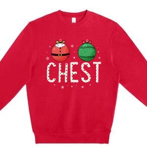 Chest Nuts Matching Funny Christmas Couples Chestnuts Chest Premium Crewneck Sweatshirt