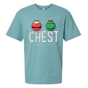 Chest Nuts Matching Funny Christmas Couples Chestnuts Chest Sueded Cloud Jersey T-Shirt