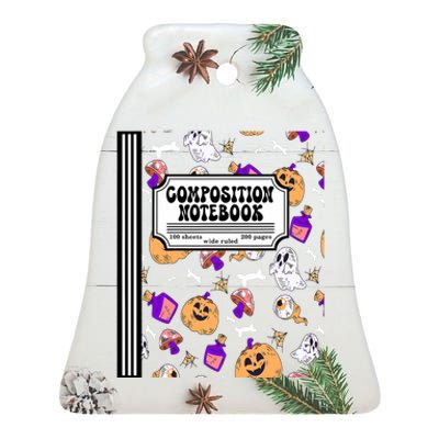 Composition Notebook Matching Halloween Costume For Teachers Ceramic Bell Ornament