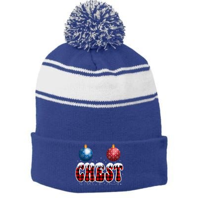 Chest Nuts Matching Chestnuts Funny Christmas Couples Nuts Cool Gift Stripe Pom Pom Beanie