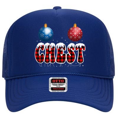 Chest Nuts Matching Chestnuts Funny Christmas Couples Nuts Cool Gift High Crown Mesh Back Trucker Hat