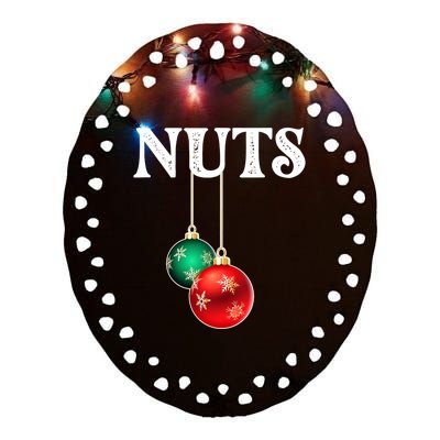 Chest Nuts Matching Chestnuts Christmas Couples Nuts Gift Ceramic Oval Ornament