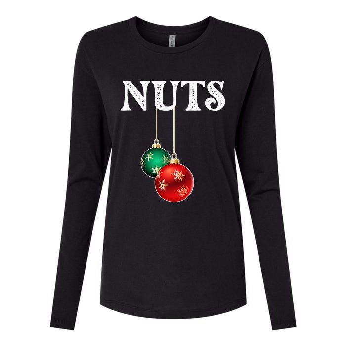 Chest Nuts Matching Chestnuts Christmas Couples Nuts Womens Cotton Relaxed Long Sleeve T-Shirt